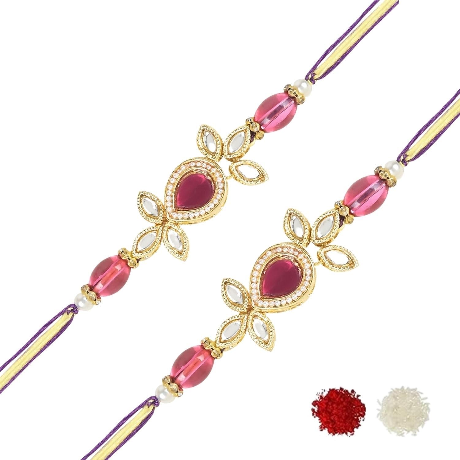 I Jewels Pearl & Kundan Bhaiya Rakhi With Roli Chawal for Brother/Bro/Men with Rakshabandhan Card (R111Q-2) (Pack of 2) (B0CB4MSY1Z) Amazon Price History, Amazon Price Tracker
