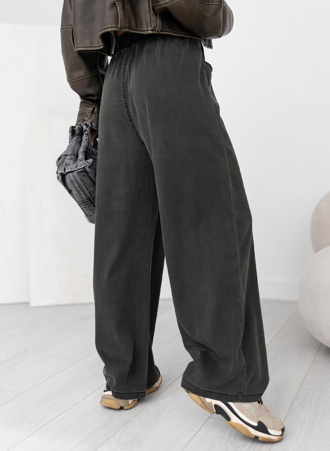 Sidefeel Women's Drawstring Wide Leg Jeans High Waisted Loose Fit Denim Pants - Image 4