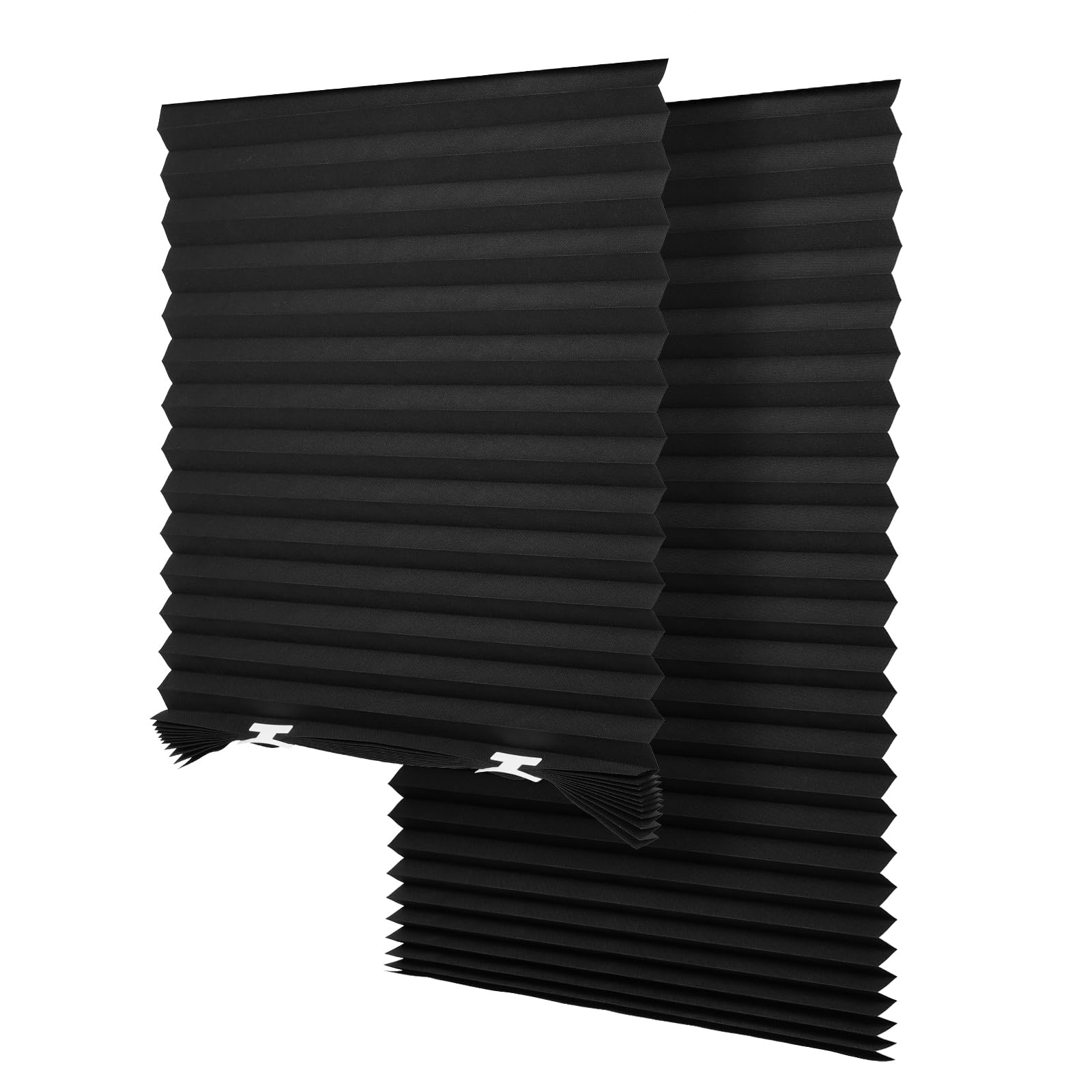 seeye light filtering temporary blinds cordless shades fabric pleated fabric shade easy to cut and install, 36" w x 72" l - 2 pack, black, with 4 clips
