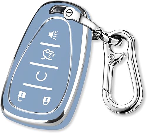 QBUC Funda para llavero Chevy con llavero cromado y plateado, funda de protección de TPU suave compatible con Chevy Equinox Malibu Camaro Blazer disponible en Yaxa Peru