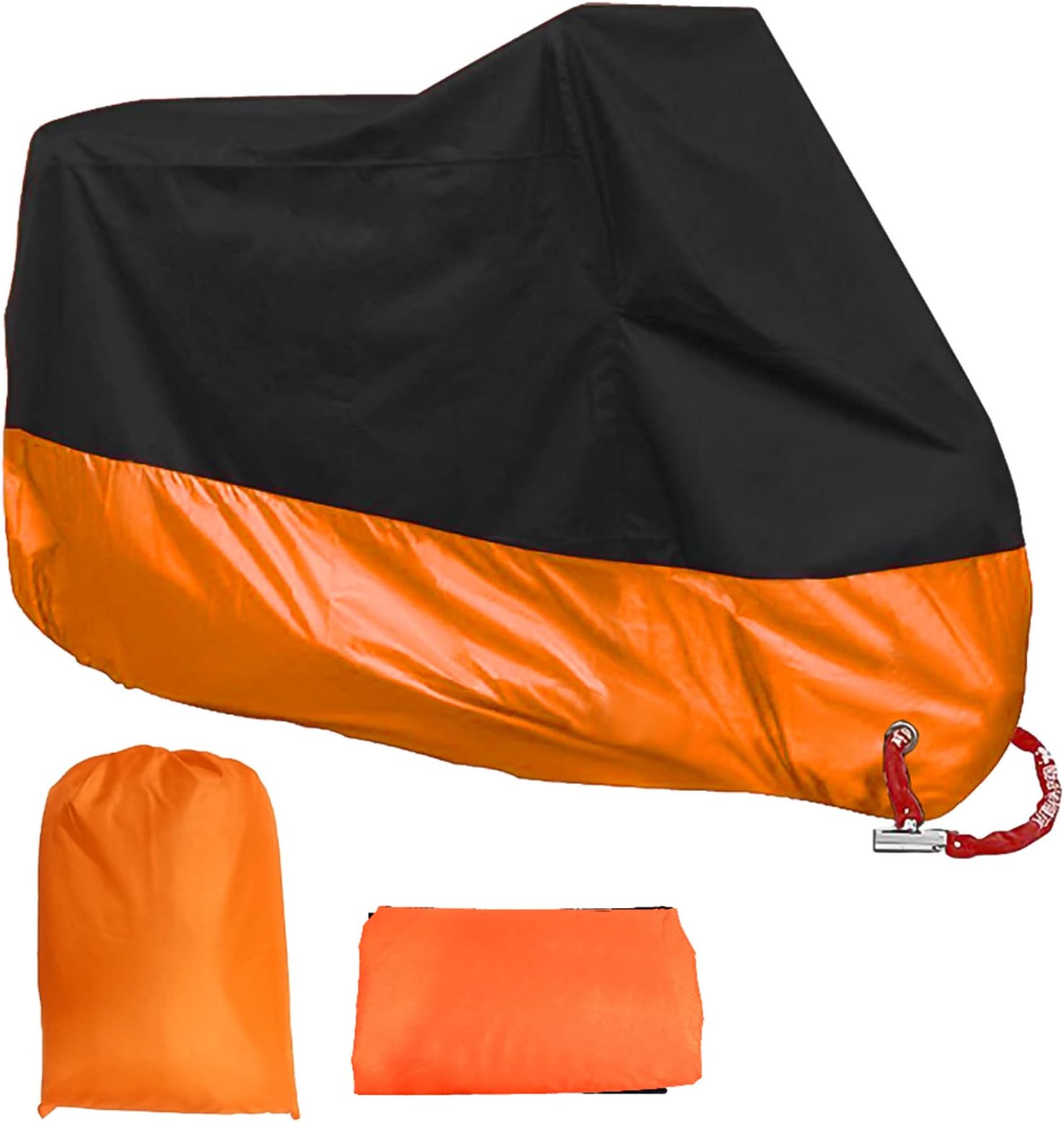AcelaneMotorcycle Cover, All Season Waterproof Outdoor Dustproof Durable Vehicle Cover with Lock Holes Fits up to 116 inches for Harley Davidson, Honda, Suzuki,Yamaha and More
