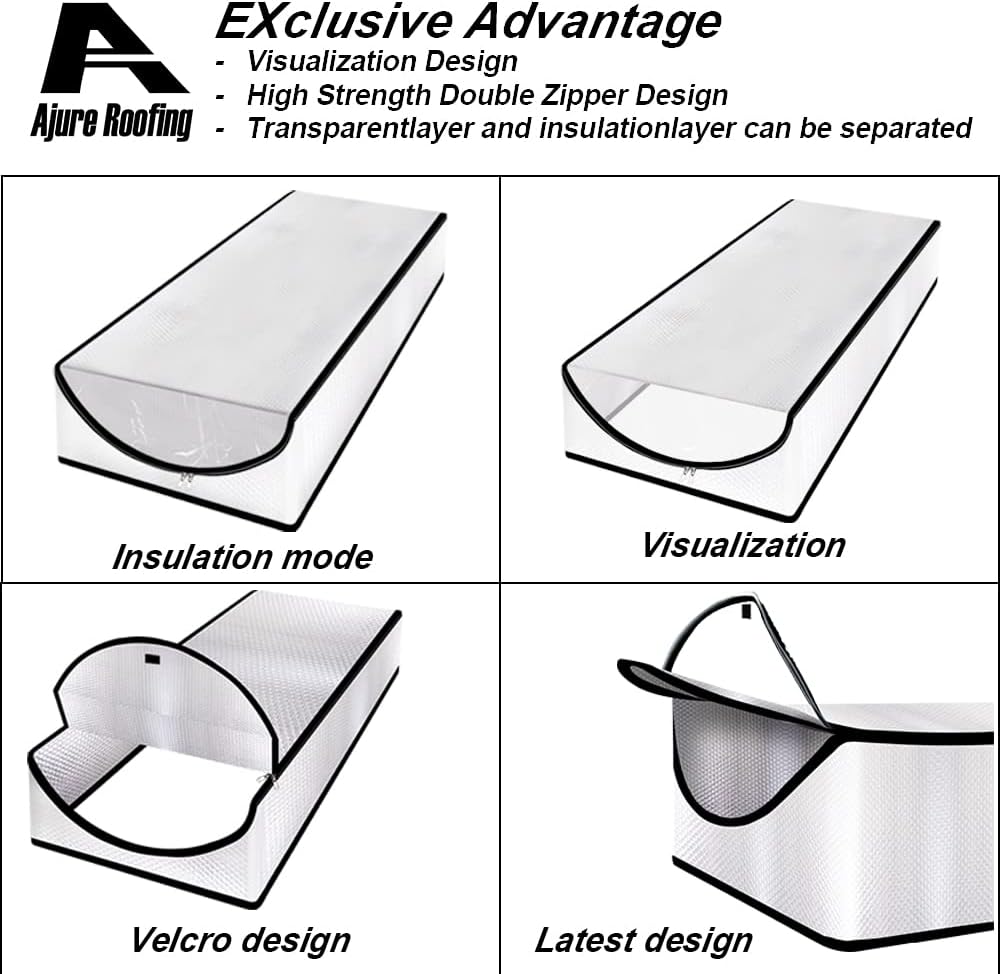 Ajure Attic Stairs Insulation Cover with Front Screen, Double Zipper Attic Door Insulation Cover, Attic Hatch Insulation R-Value 15.5 Class A Fireproof Attic Tent Cover 25"x54"x11" - - 