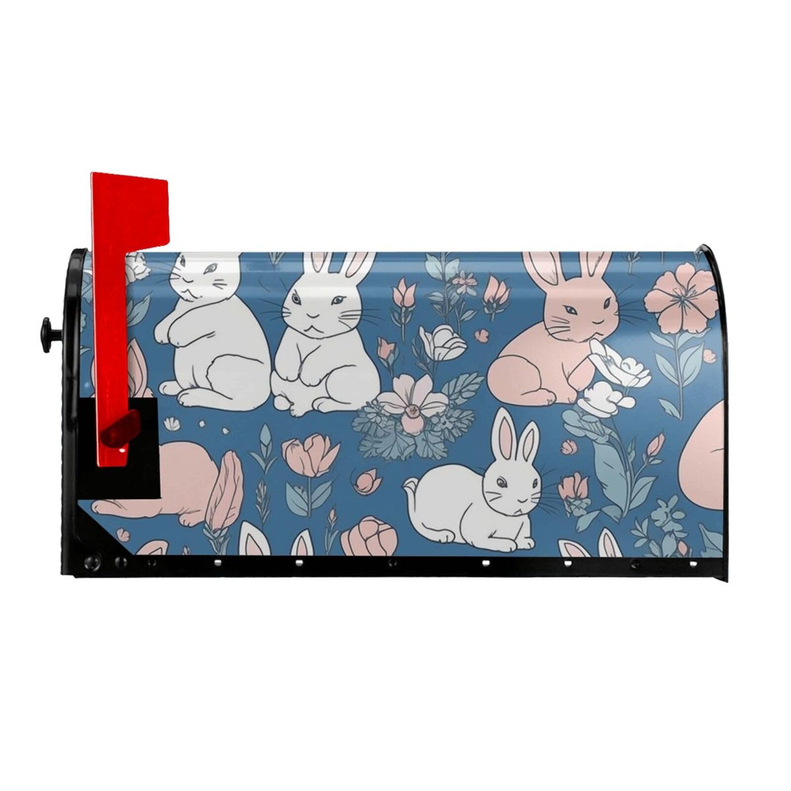 Housse de boîte aux lettres fleurs et lapin 64,8x53,3 cm pour décorer votre jardin