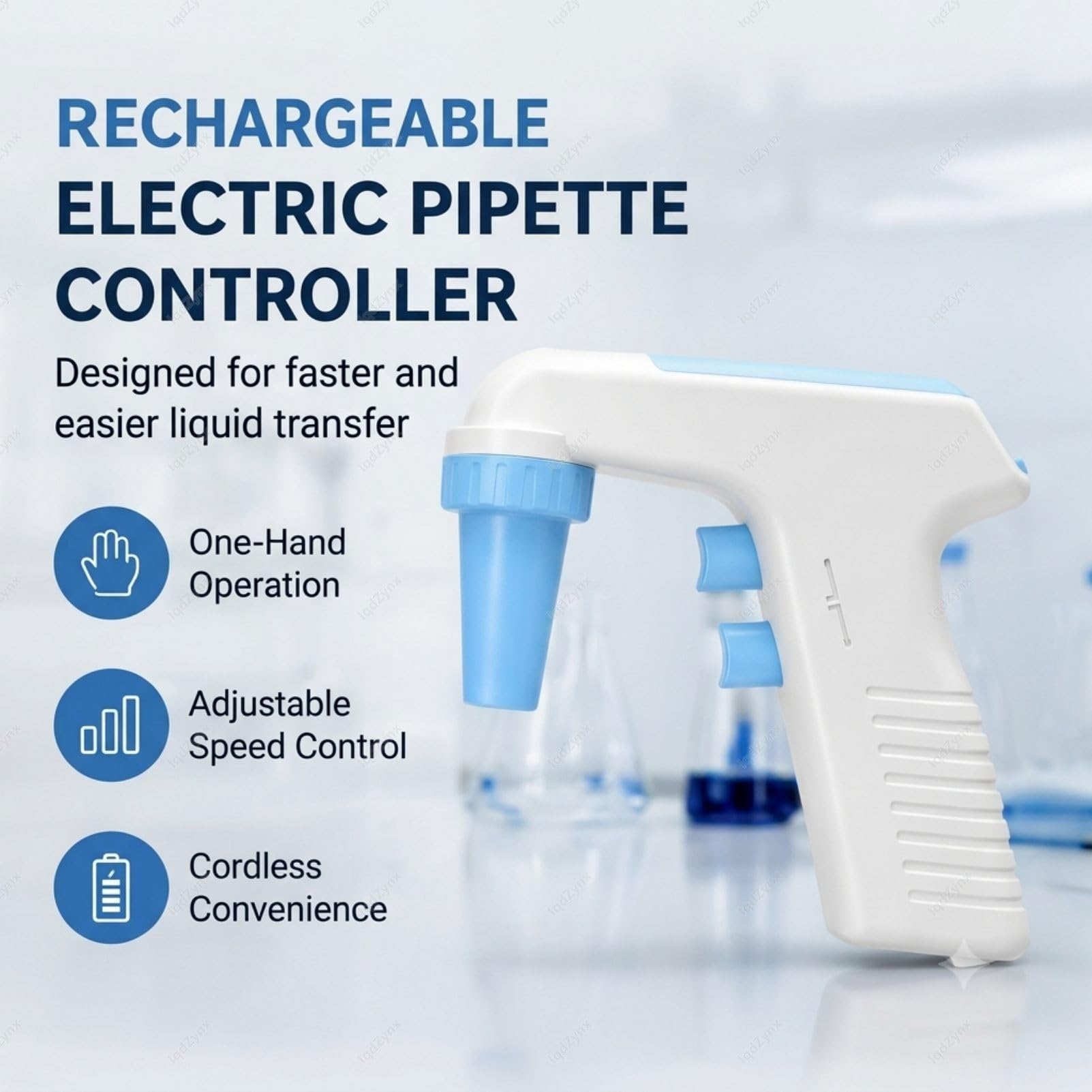 Controller Digitale per pipetta elettrica, riempitrice motorizzata per Pipette con Schermo LCD, Controllo a 6 velocità, pipetta Automatica da 0,1-100 ml per Laboratorio di Ricerca