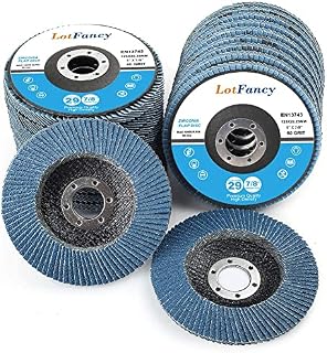 LotFancy Angle Grinder Discs, Flap Discs 125mm, 40 60 80 120 Grit Assorted, 20PCS, Center Bore 22mm, Grinding Discs for Wood Tiles Stone Metal Concrete Ceramic