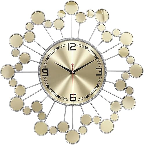 Miniatura 10 de Reloj de pared dorado silencioso de 24 pulgadas, funciona con pilas, moderno reloj decorativo de mediados de siglo para colgar en metal, para sala
