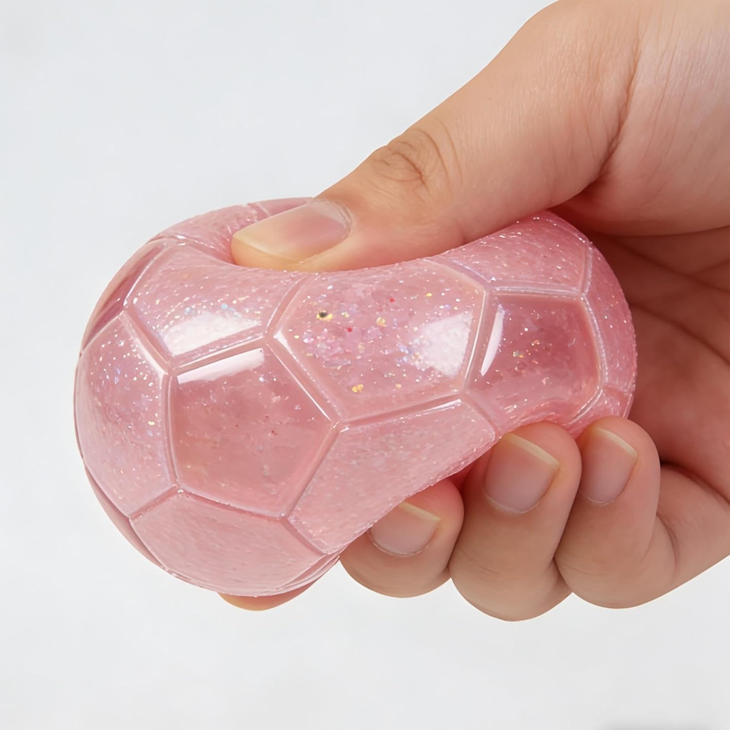 Soccer Stress Balls Soccer Party Favors Bulk Squeeze Fidget Stress Relief Balls for Football Tournament Cup Gifts Goodie Bag Stuffers Decor Funny Food Desk Decoration for Office or Home (Pink)