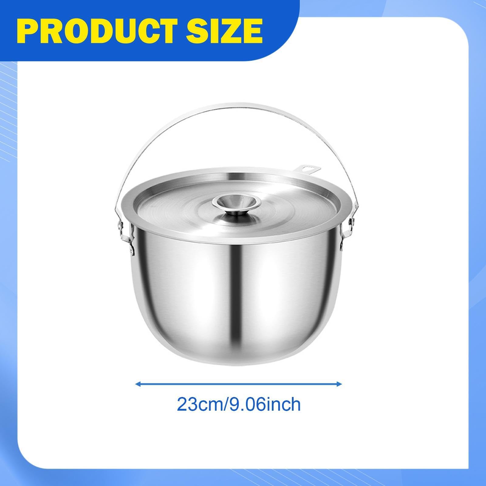 Pot à huile avec filtre et couvercle - Batterie de cuisine multifonction de grande capacité pour le camping et la cuisine - 17 à 23 cm - 5 L