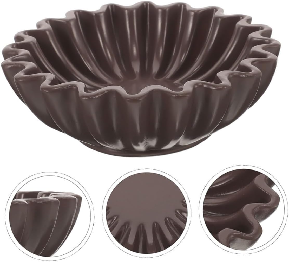 UPKOCH Decorative Fluted Ruffle Bowl 10-inch Black Resin Key Holder Candy Dish Jewelry Storage Organizer for Entryway Living Room Table Home Décor