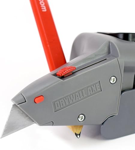 Miniatura 6 de Herramienta de mano todo en uno Drywall Axe con cinta métrica y cuchillo Mide marca y corta yeso tejas aislantes azulejos alfombras espumas Mide y