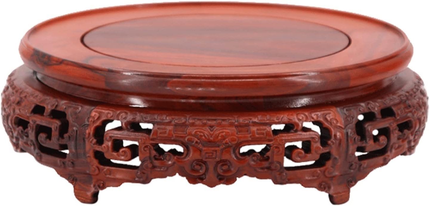 BABETT Bonsai Pedestal Vase Pedestal Stands Vase Buddha Statue Display Table Decoration Solid Wood Base Crafts Round Wooden Base Planter Stand Plant Holder (Color : A, Size : Large)