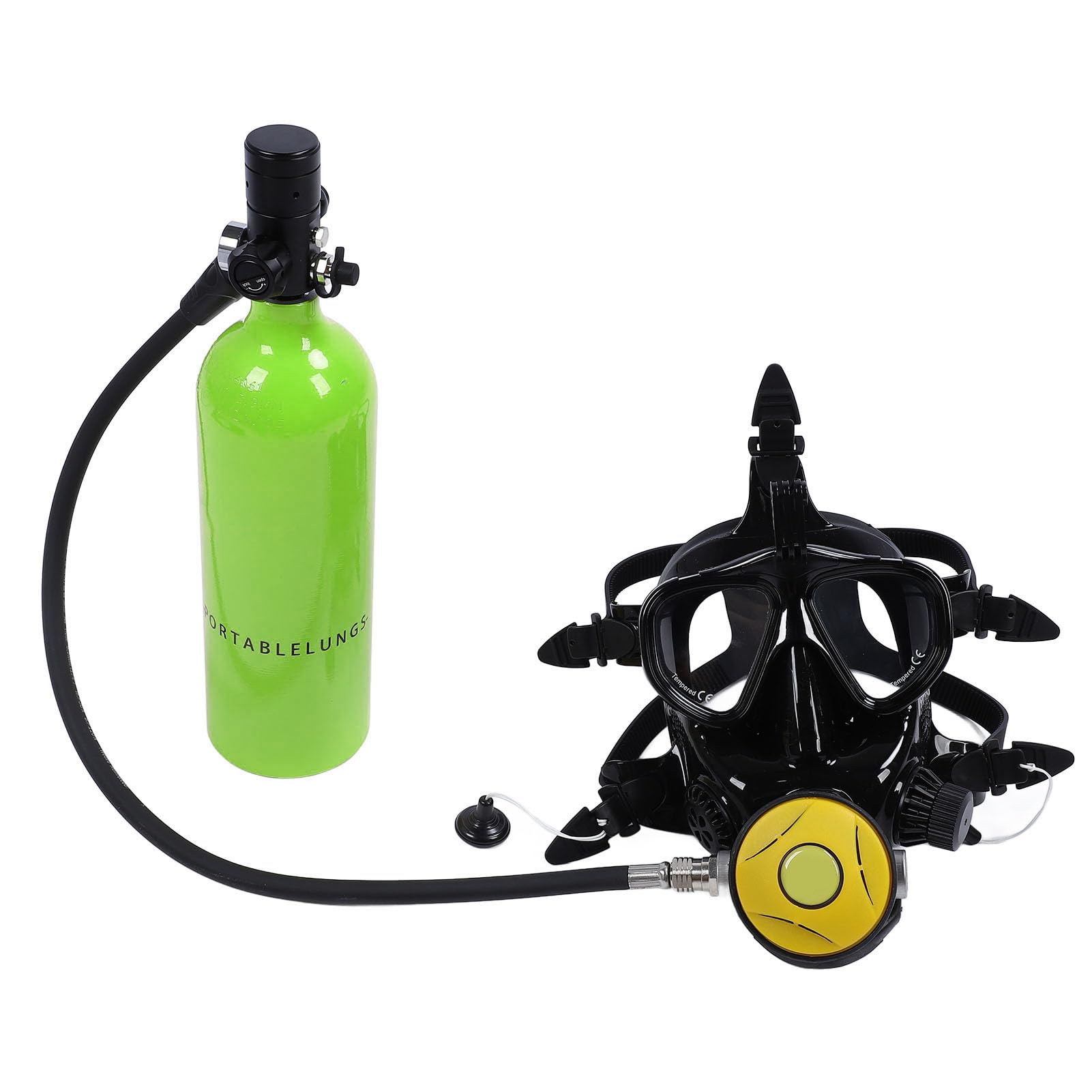 Tanque de Buceo, de Buceo Portátil de 1L para Entrenamiento de Respiración Subacuática con Gafas de Cara Completa