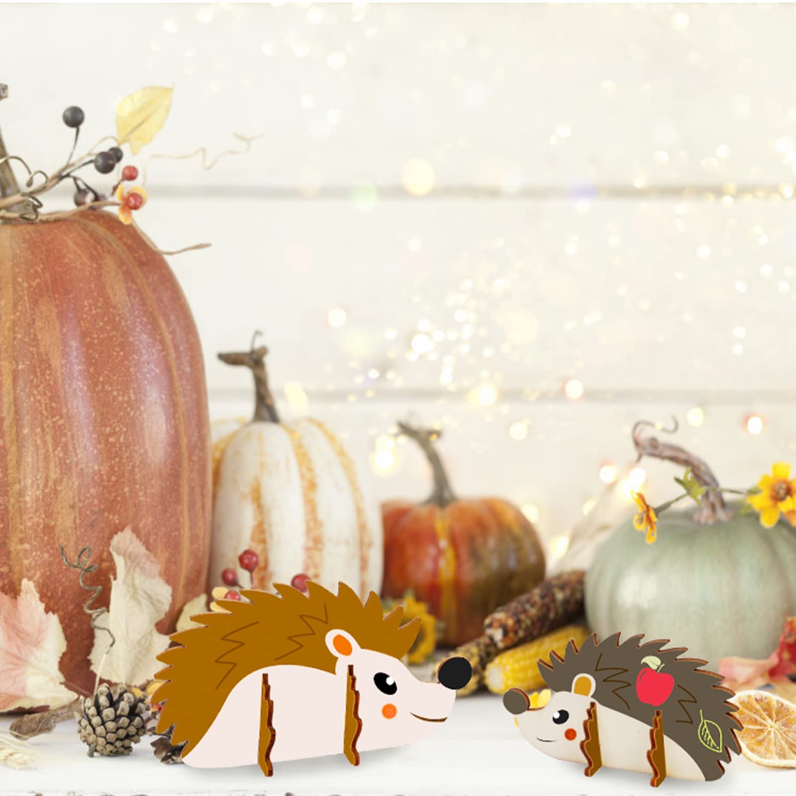 KWHSUN Igel Windspiel Bastelset – 5 Holzigel, 20 Rohre, Farben, Für Kinder Herbstdeko