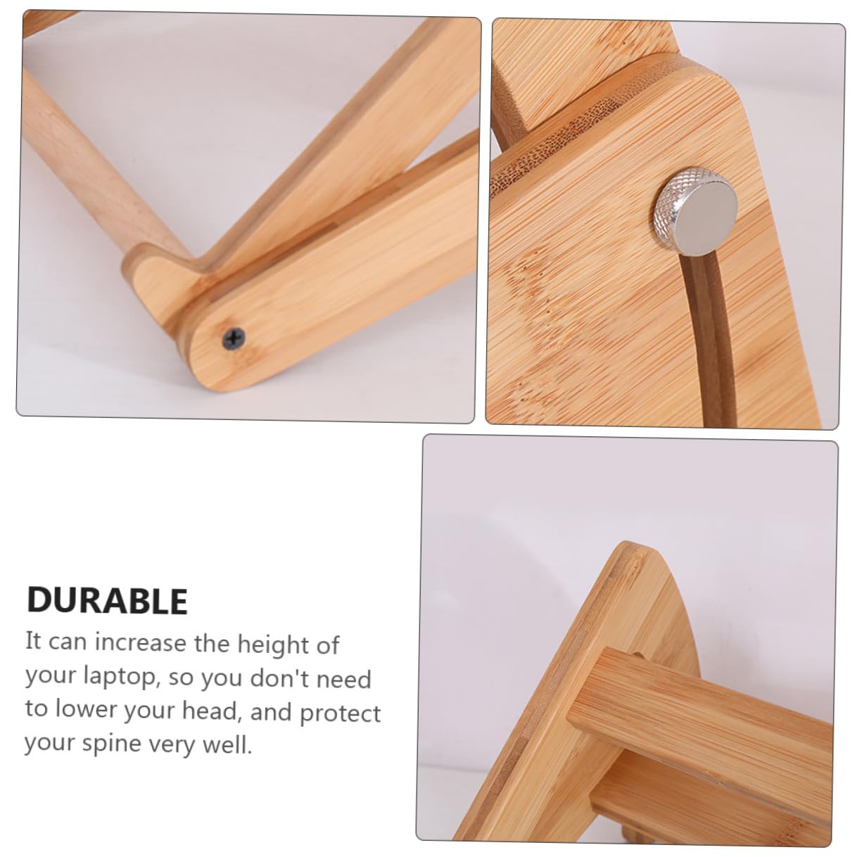 Supporto per Notebook in Bambù Phyllostachys Pubescens Regolabile e Multifunzionale, Alzatina Leggera Beige per Proteggere la Schiena e Usare su Scaffali