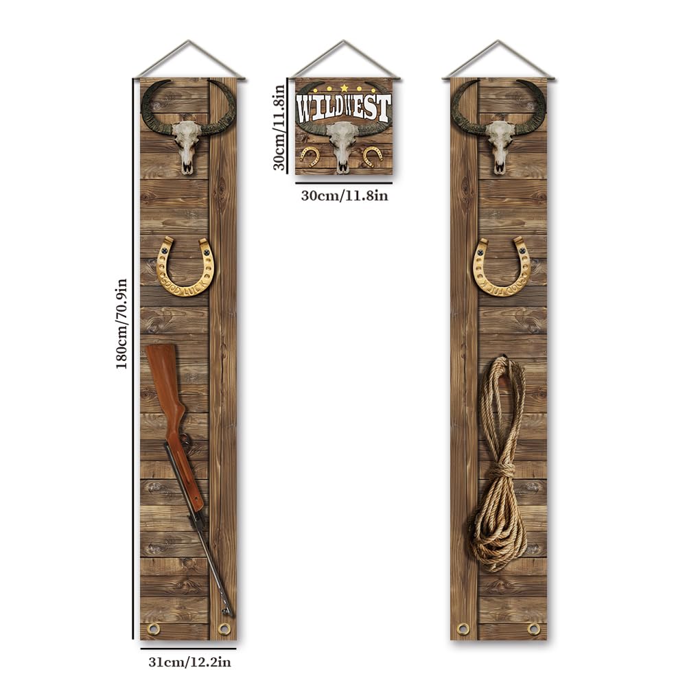 SUPERDANT West Cowboy Decorations Wild West Welcome Door Banner Party Decoration Set Cowboy Porch Sign Welcome Cowboy Banner Hanging Decoration for Western Cowboy Party Door - Image 2
