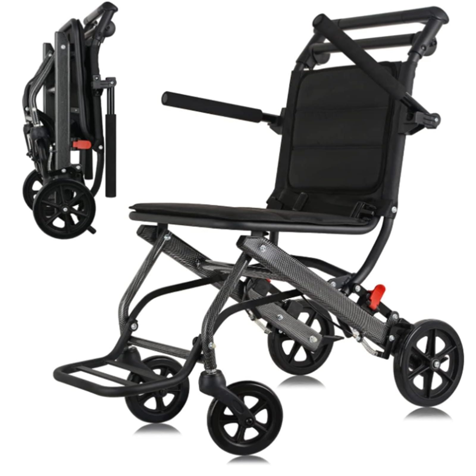 Silla De Ruedas Plegable Portátil Ultraligera, Peso De Solo 7 Kg, Silla De Viaje De Transporte Ligera, Soporta 100 Kg, Silla De Ruedas De Aluminio para Adultos Y Personas Mayores