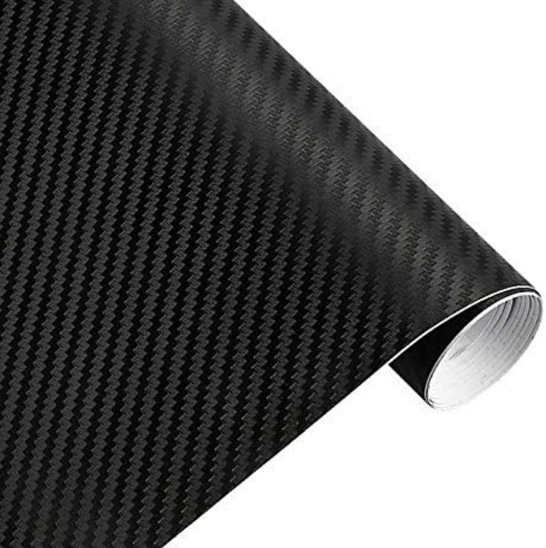 CVANU 3D Texture Black Carbon Fiber Self Adhesive Vinyl Car Wrapping Sheet Decal for All Vehicle Type (12inch X 60inch)