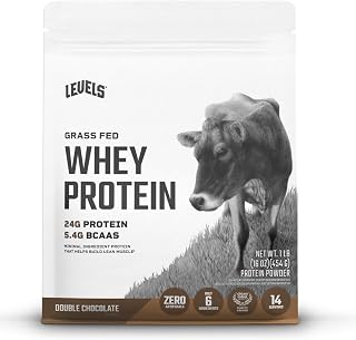 Levels Grass Fed Whey Protein Powder, No Artificials, 24G of Protein, Double Chocolate, 1LB