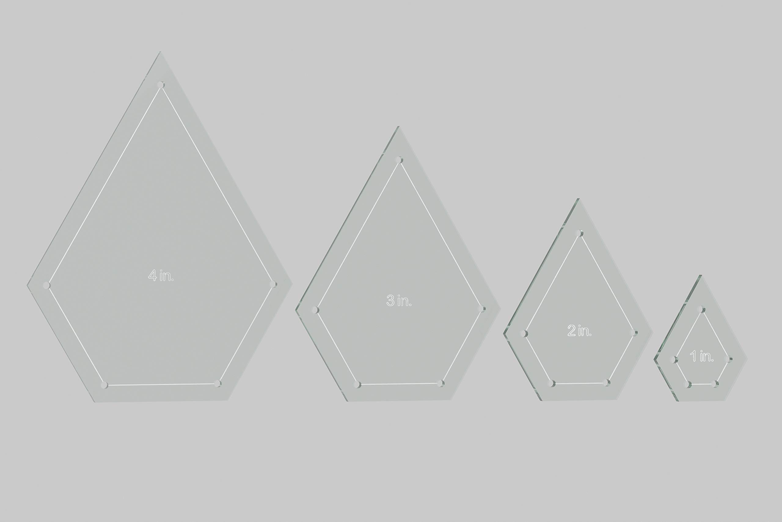 LaserThing Jewel Quilting Template Set, 4", 3", 2", 1" with 1/4" Seam Allowance