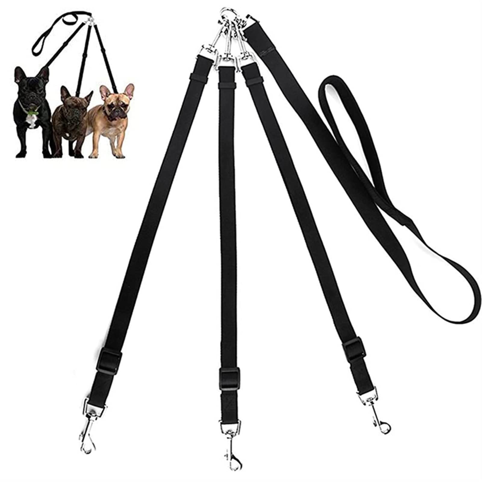 Acoplador De Correa Ajustable De 3 Vías For Perros, Nailon Duradero, Sin Enredos, Desmontable, 3 En 1, Manija Acolchada Suave For Múltiples Cachorros Y Mascotas