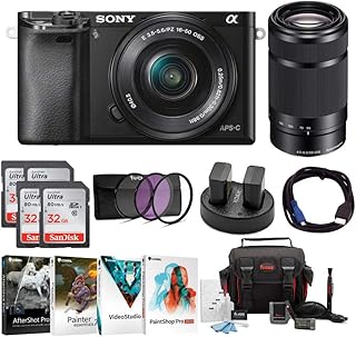 Sony Alpha a6000 Mirrorless Camera w/ 16-50mm & 55-210mm Lens & Four 32GB SD Card Bundle