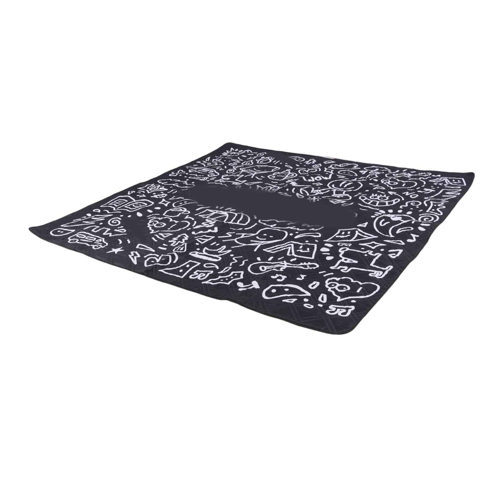 Koc Piknikowy, Gruba Wodoodporna Mata Zewnętrzna o Grubości 6,6 Stopy z Dnem z Folii Aluminiowej i Paskiem do Przechowywania, Można prać w Pralce na Kemping Travel Beach (BLACK)