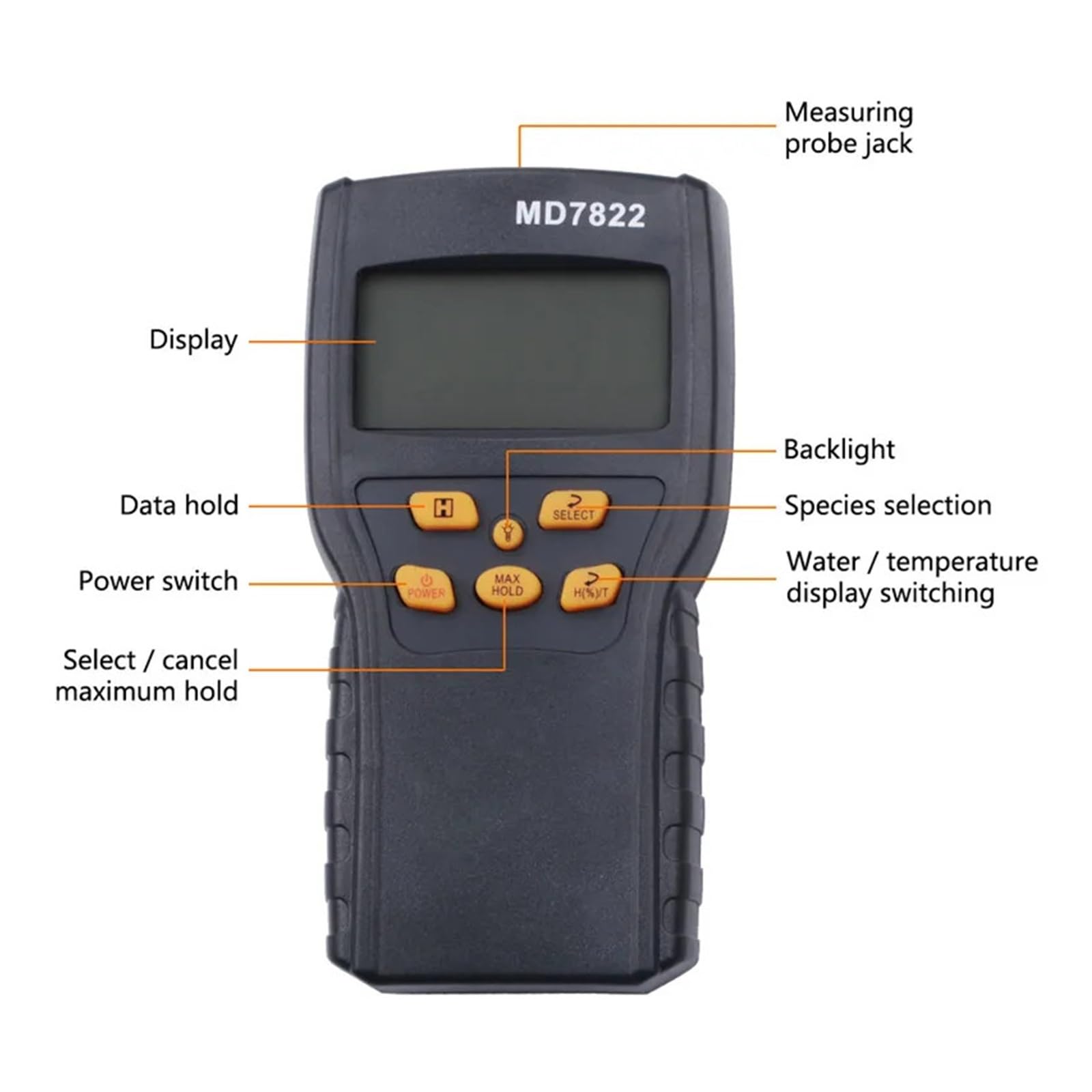Feuchtigkeitsmessgeräte, Getreidefeuchtigkeitsmessgerät, LCD-Display, Digitaler Feuchtigkeitstester, Feuchtigkeitsgehaltsdetektor For Weizen, Mais, Reis