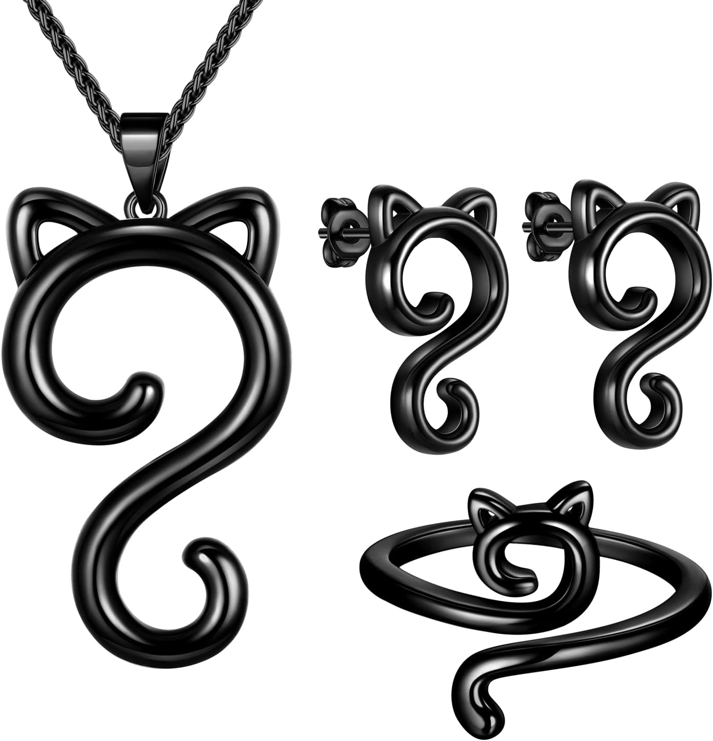 beautlace Cute Cat Adjustable Rings 18K Gold/Silver/Black Gun Plated Lovely Cats Animals Open Ring Jewelry for Women KR0029