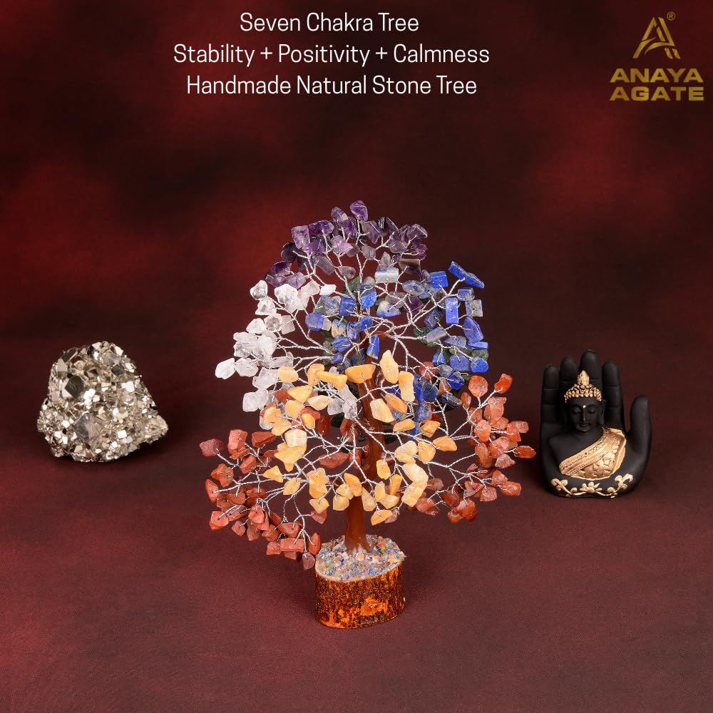 Chakra Tree Crystal Tree of Life Sister Birthday Gifts Home Decor Seven Chakra Tree Healing Crystal Tree Birthday Gifts for Women, Mom New Home House Warming Gifts Plus Bracelet Necklaces