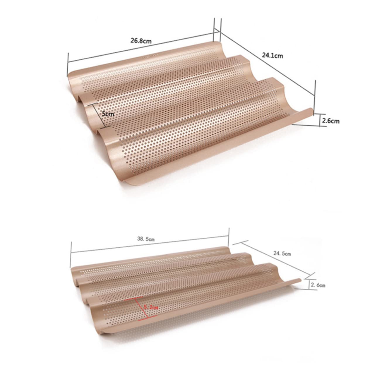 FUNOMOCYA Bread Baking Rack 3-slot Baking Pan Rack Heavy Duty Carbon Steel Nonstick Coating for Bread Tin