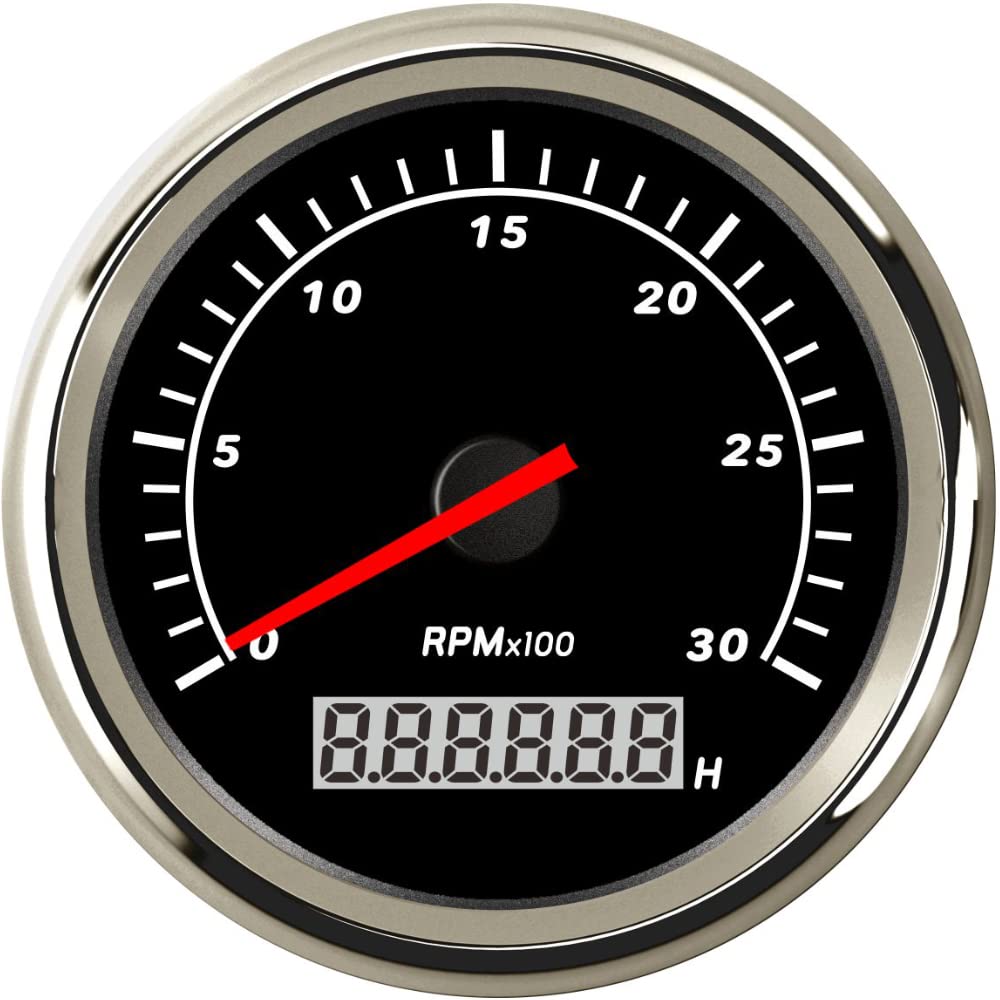 ELING Contagiri 85mm 0-3000RPM Con Retroilluminazione Rossa per Barche Navi 12V 24V Impermeabile