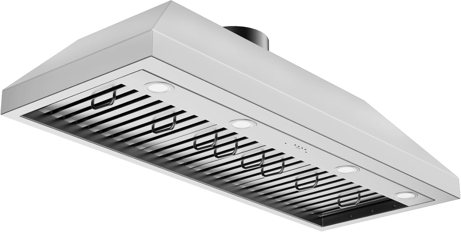 CT Copper Tailor Built-in Range Hood Insert Vent 42 Inch, 1150 CFM, with 4-Speed Fan, LED Light, Dishwasher-safe Baffle Filter, Stainless Steel
