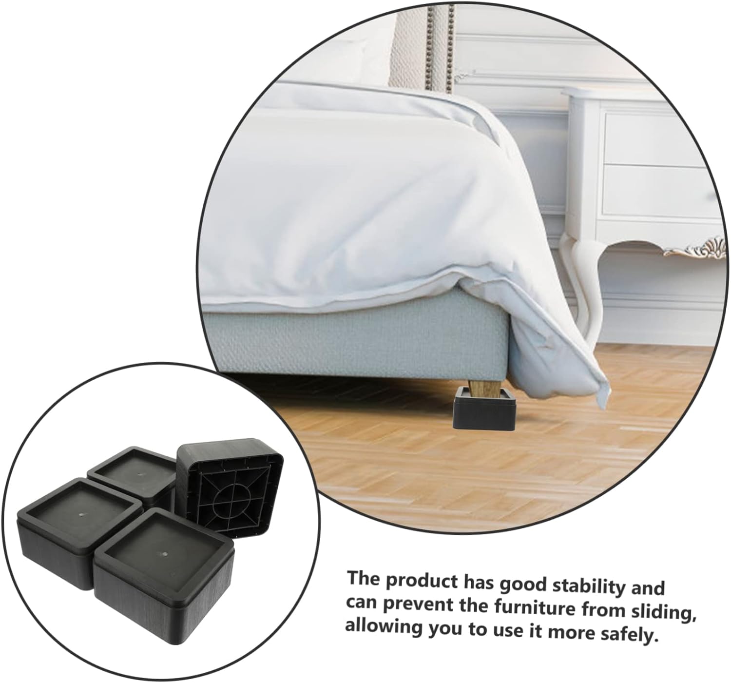 4pcs Adjustable Bed Lifts Bed Furniture Risers Heightening Pads for Tables Chairs