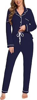 Button Up Pajamas for Women Long Sleeve Sleepwear Soft Loungewear Ladies Pjs Set XS-XXL