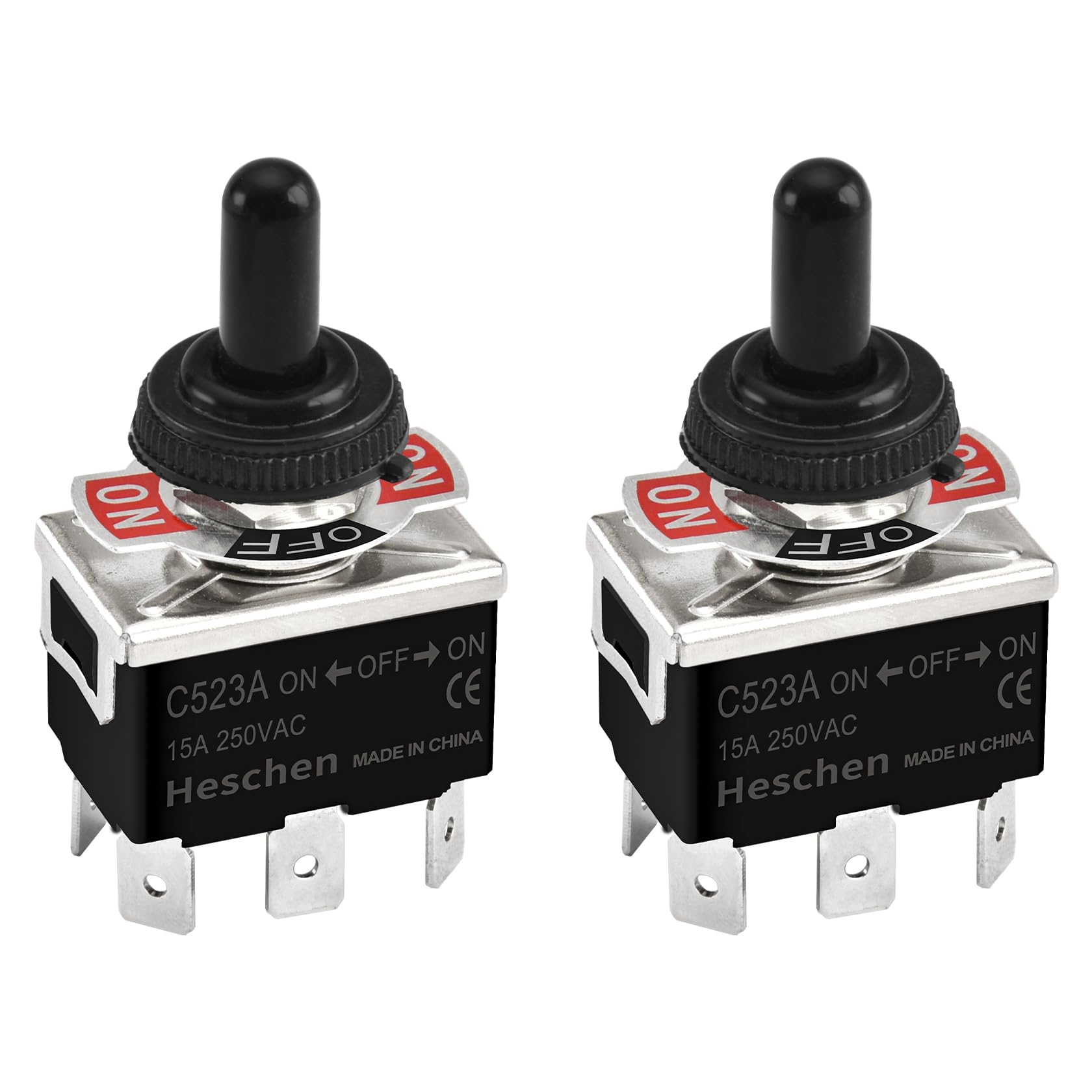 Amazon.co.jp: Heschen メタルトグルスイッチ C523A DPDT 維持 ON/OFF