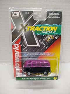 Auto World SC412-2A 1965 Samba Bus HO Scale Electric Slot Car - Purple and Black