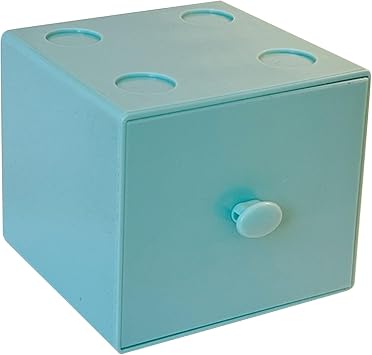 Desk Organizer With Drawer,Desktop Storage Box Organizer Drawer,Small Desk Organizer With Drawers Stackable Desk Storage Drawers Plastic Square Desk Organizer Office Storage box Blue