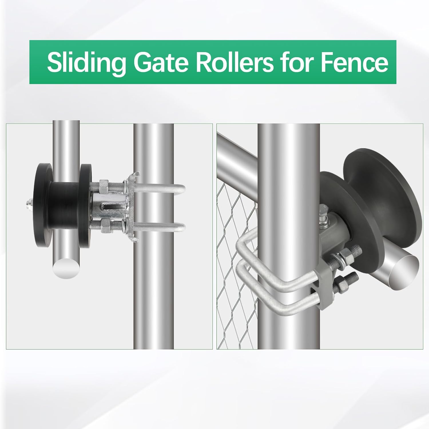 4 Pack Nylon Cantilever Rollers 2" Gate Frames, 4" Square Post Chain Link Fence Parts, Cantilevered Rail Fence Gate Kit