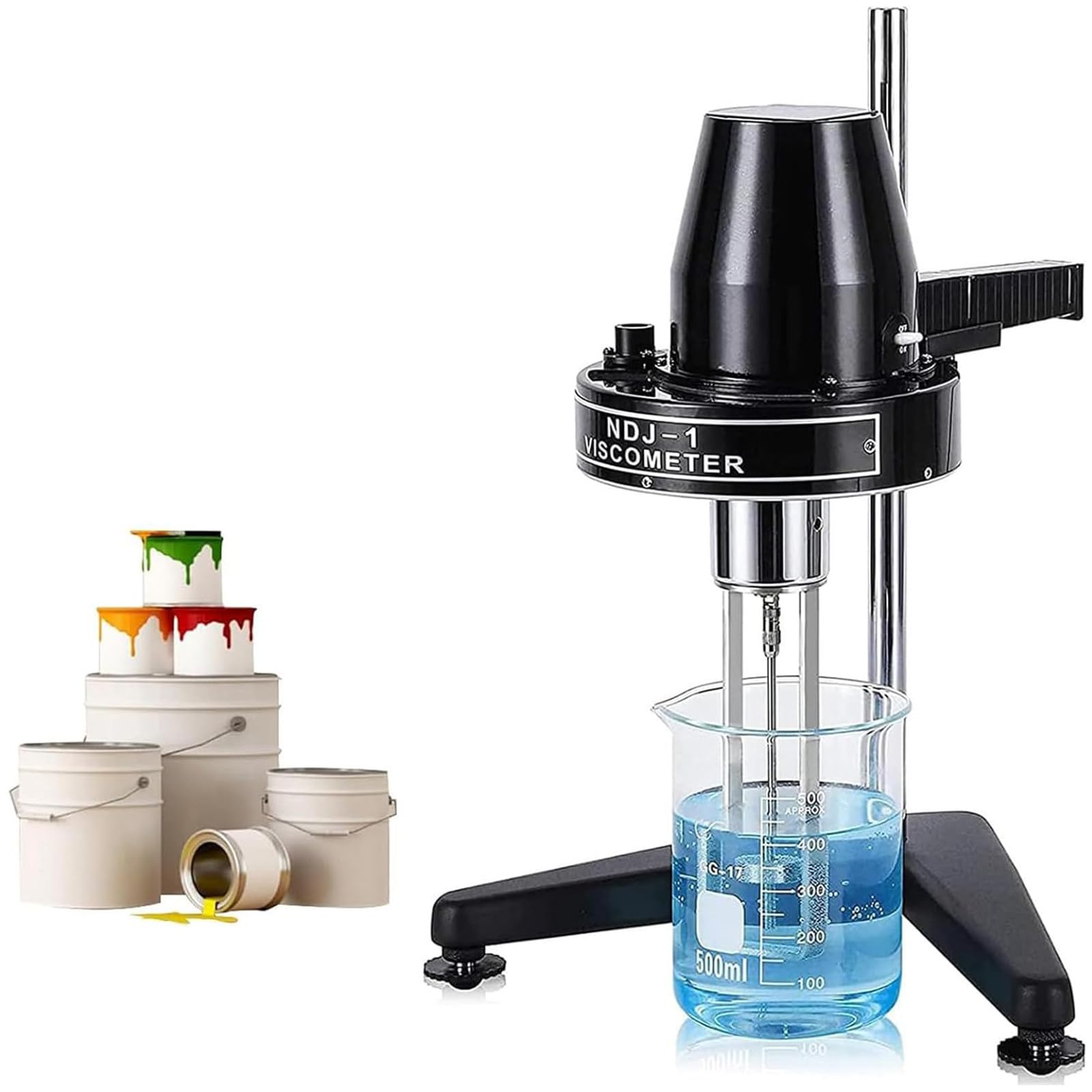 DDZJTPP Portable Rotary Viscometer Lab Viscosity Meter with 4 Rotors,Variable Velocity up to 100,000 mPa·s,±5% Accuracy Operating Flexibly for Measuring Adhesives and Greases