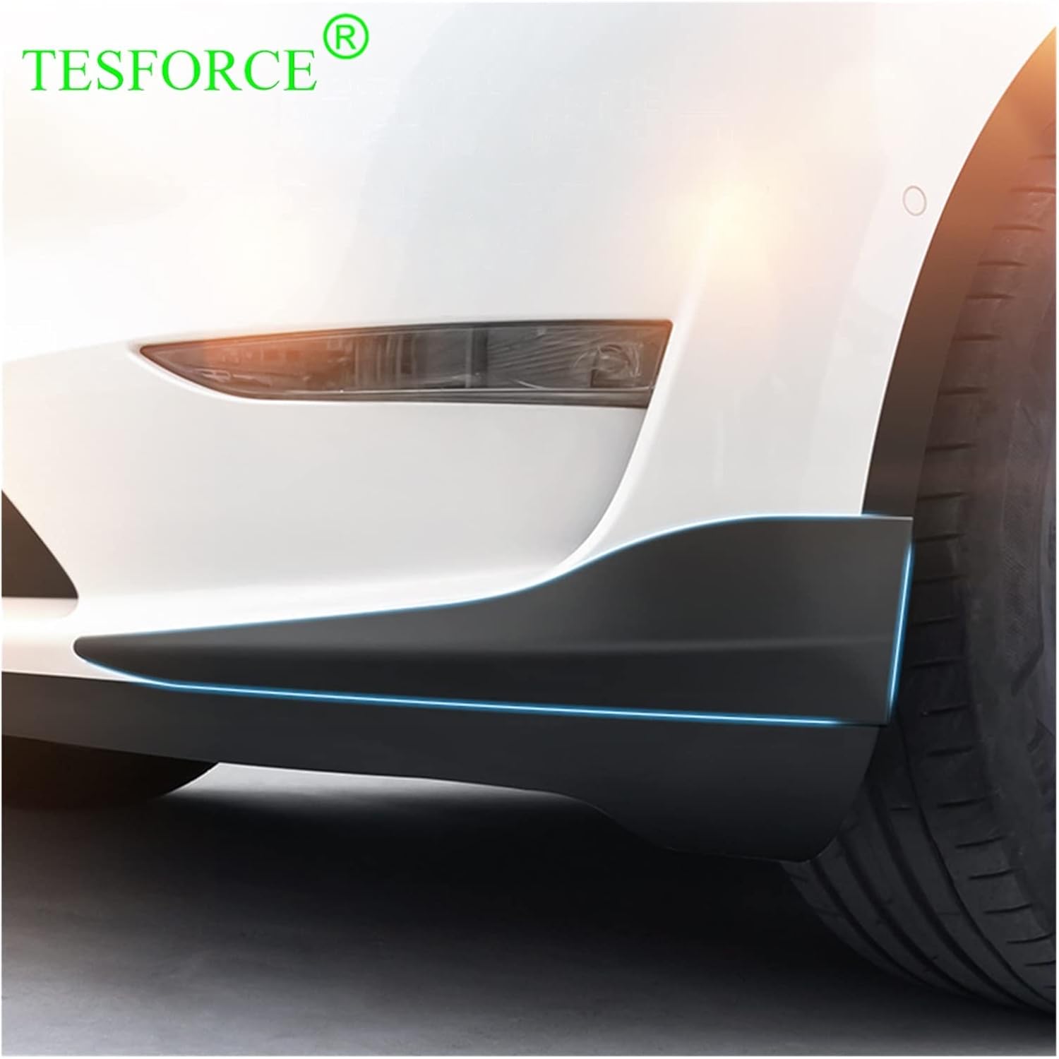 2PCS ABS Front Bumper Corner Anti-Collision Strip Compatible for Tesla Model 3/Y Front Bar Crash Protective Cover Trim Car Accessories(White)