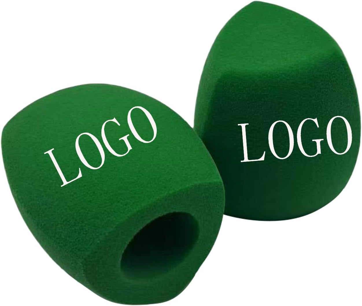 2 Pack Customized Logo Mic Foam Cap Windscreens Handhold Microphone Sponge Covers Windshields Printed Logo For Broadcast,TV Interview, Radio Station Microphones (Green)