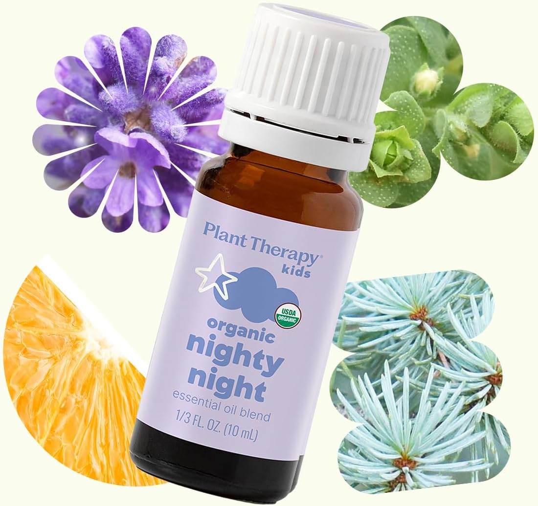 Plant Therapy Kids Organic Nighty Night Essential Oil Blend for Sleep, 10 mL (1/3 oz), 100% Pure, Undiluted, USDA Certified Organic, Encourages a Good Night's Rest - Image 3