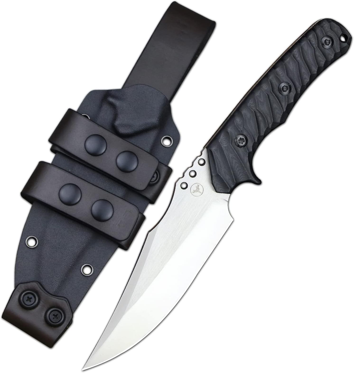 10.2" Tactics Fixed Blade Sharp Knife Sleipner Steel G10 Handle, Full Tang,Hunting Tool,Outdoor Bushcraft Knife,Camping EDC Tools,Gift Box,Kydex Sheaths (White)