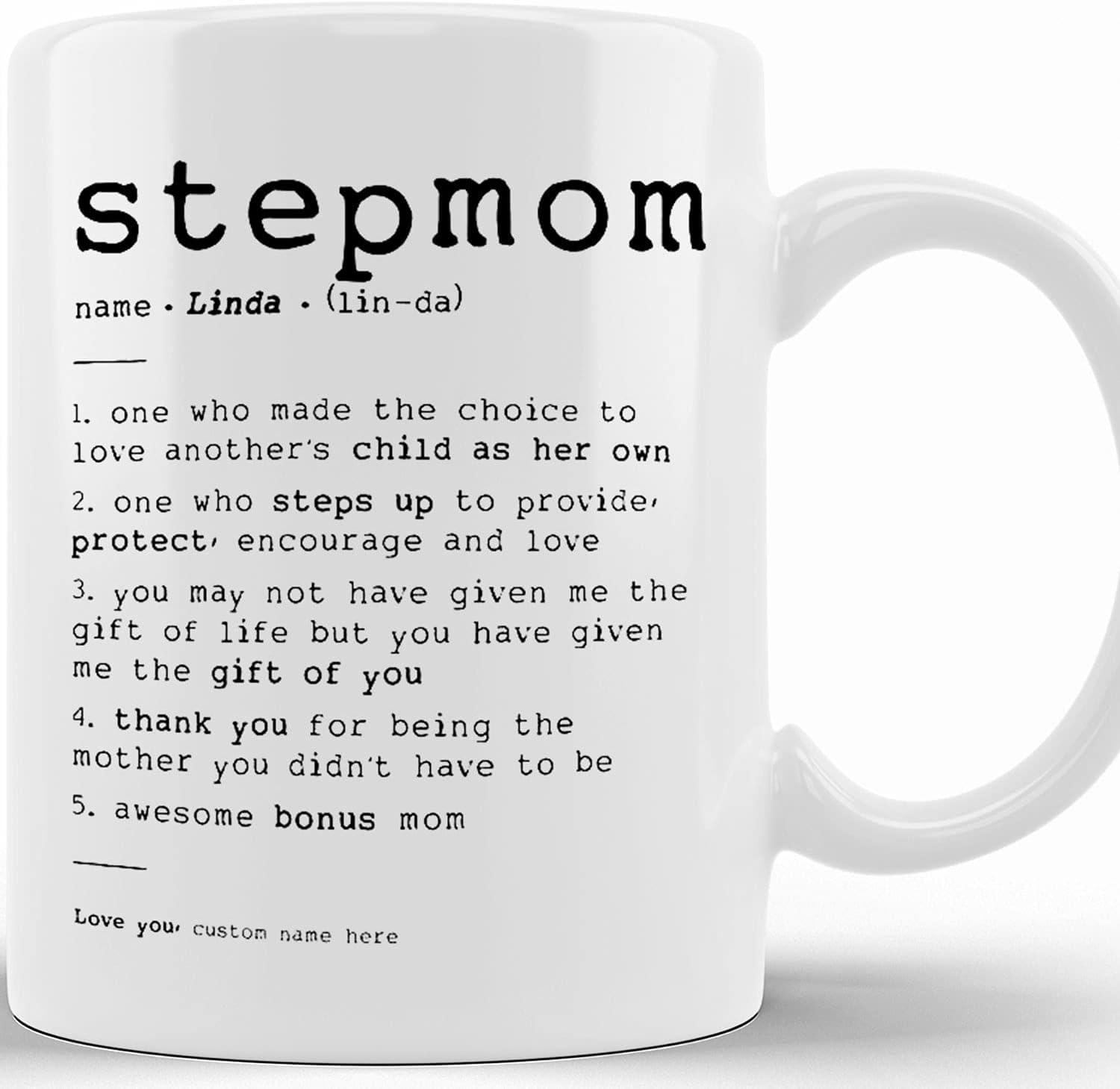 Personalized Step Mom Mothers Day Gift, Custom Mug, Bonus Mom Definition, Stepmother