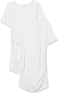 Amazon Essentials Women's Maternity Short-Sleeve Rouched Scoopneck T-Shirt, Pack of 2