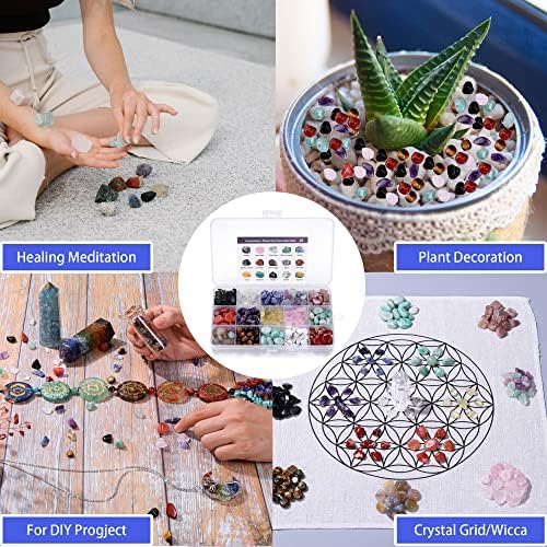 CrystalTears Healing Crystals Gemstones Bulk Tumbled Polished Stone Chips Natural Chakra Quartz Crystal Stones for Reiki Meditation Therapy Beginners Home Decor