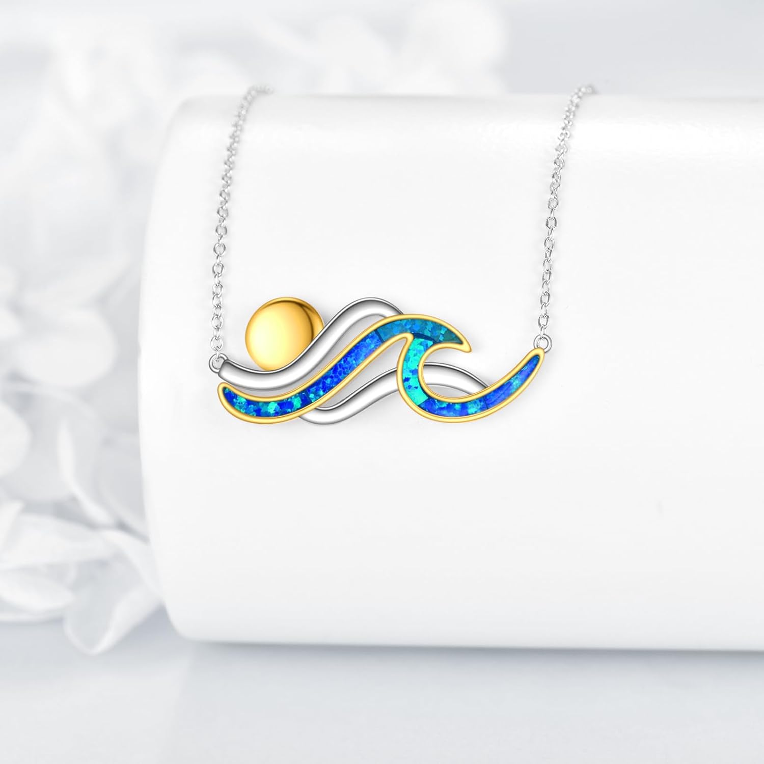 Ocean Necklace 925 Sterling Silver Wave Pendant Sea Jewelry Gifts for Women - Image 2
