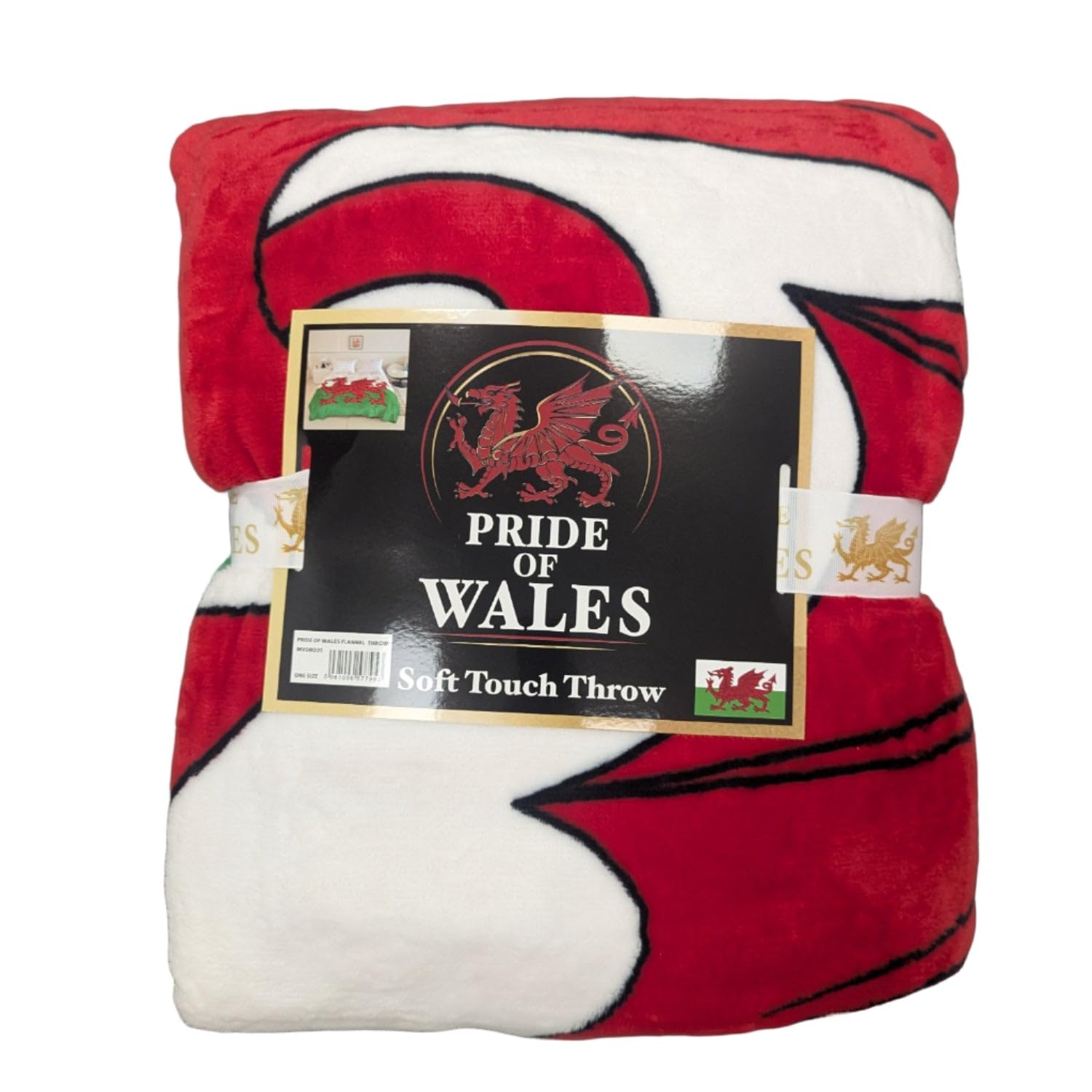 Manav Multicolour Pride Of Wales Soft Touch Throw Blanket | Ultra-Soft Decorative Sofa & Bed Throw With Welsh Dragon Design | Cosy Lightweight Comfort Blanket For Living Room & Bedroom