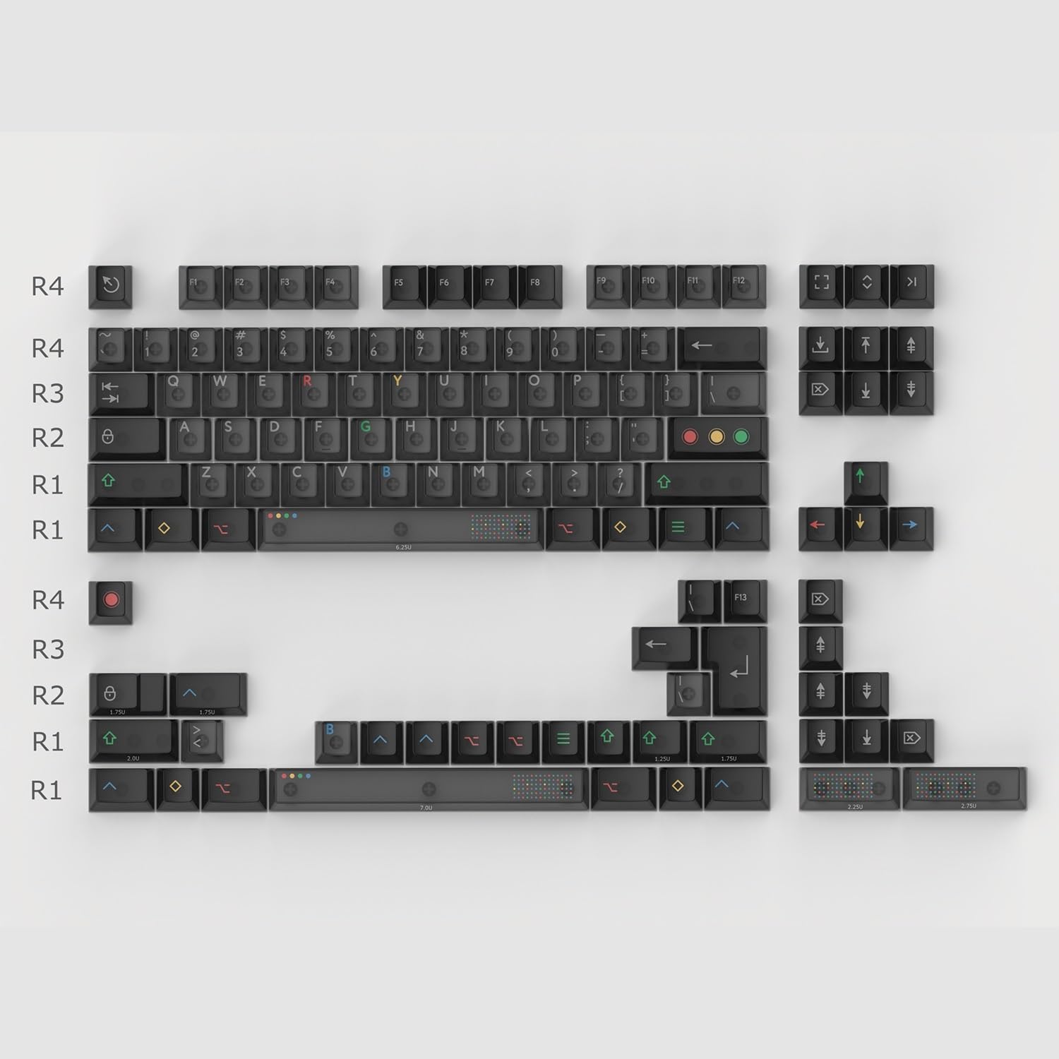 Nakładka klawiszy retro Dark Lights, Cherry Profile PBT do niestandardowej klawiatury mechanicznej (półprzezroczysta)
