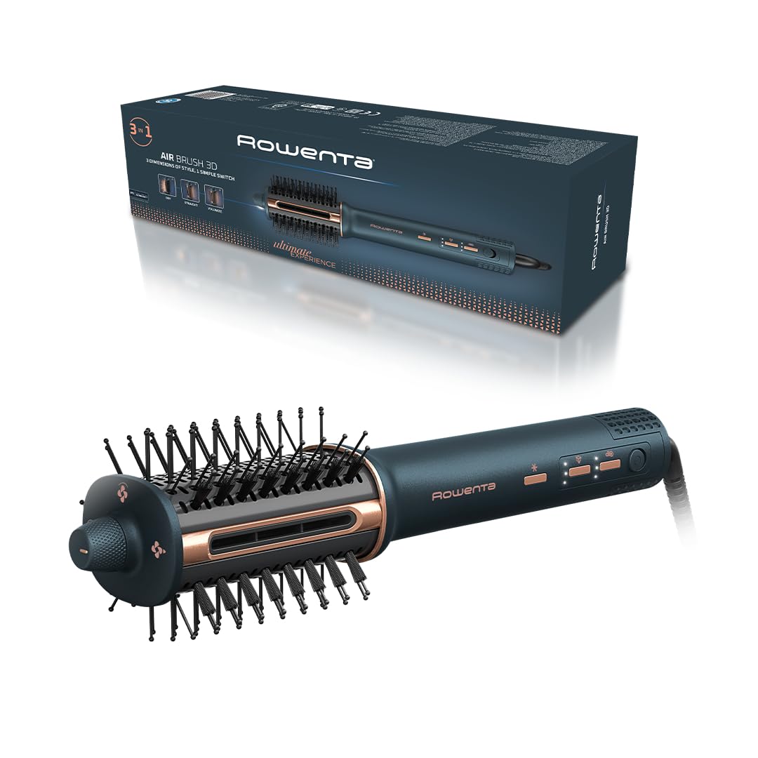 Rowenta Air Brush 3D, Spazzola ad Aria Calda, Styling 3-in-1 Versatile e Alte Prestazioni per Capelli Lisci, Voluminosi o Naturali, Risultati Facili e Sicuri, UB9720